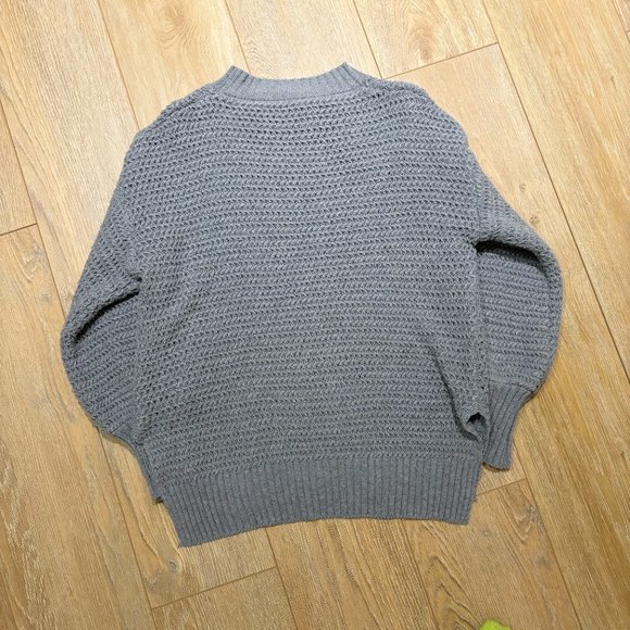 Oversized Sweater Casual Long Sleeve Crew Neck Pullover Sweater Medium Gray - Picture 4 of 4